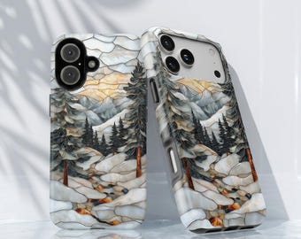 Winter Forest iPhone Case | Snowy Mountain Landscape Phone Cover | Nature Scenic Art for iPhone 17 Pro, Galaxy Pixel