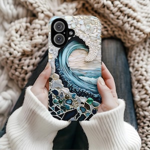 Ocean Wave MagSafe Case: Iridescent Turquoise Beach Design iPhone Cover 17 16 15 14 13 Pro Max, Mini, Galaxy s26 image 9