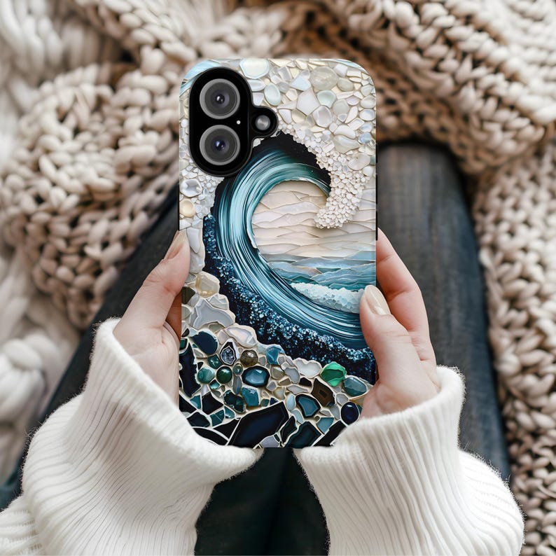 Ocean Wave MagSafe Case: Iridescent Turquoise Beach Design iPhone Cover 17 16 15 14 13 Pro Max, Mini, Galaxy s26 image 9