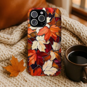 Autumn Maple Leaves Phone Case  | Fall Aesthetic iPhone 16 15 14 13 Pro Max |  Galaxy S25 S24, Pixel 8 7 Cover | Cozy Seasonal Gift