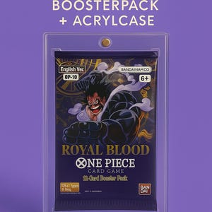 Booster Pack Royal Blood (One Piece OP-10) – Gear 4 Luffy – Scellé dans un boîtier acrylique magnétique – 12 cartes EN