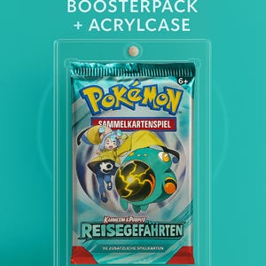 Pokémon Booster "Compañeros de Viaje" (Carmesí y Morado) con motivo Jolina/Eléctrico. 10 cartas selladas en un estuche magnético acrílico. Artículo de colección.