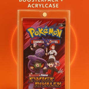 Booster „Ewige Rivalen – Team Rocket Edition“ (Karmesin & Purpur) – DE – ungeöffnet im Acryl Case – Sammlerstück