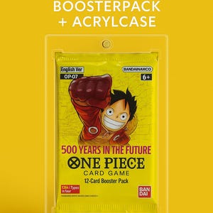 One Piece Booster „500 Years in the Future“ (EN) – 12 Karten – versiegelt im Acryl-Magnetcase – OP-07 – Sammlerstück mit Ruffy-Motiv
