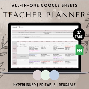 Digital Teacher Planner Template | Google Sheets | Weekly Lesson Planner | Term Calendars | Trackers | School Planner Template