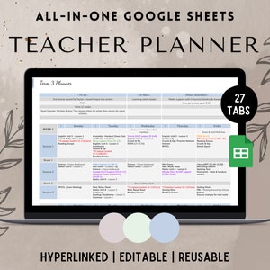 Digital Teacher Planner Bundle | Google Sheets | Weekly Lesson Planner | Term Calendars | Trackers | School Planner Template | Spreadsheet