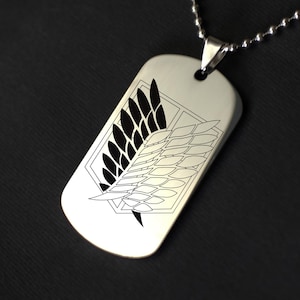 Attack on Titan Keychain Necklace Wings of Freedom Keytag Keyring Pendant Shingeki No Kyojin Survey Corps AOT Gift