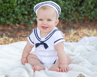 Baby Boy Sailor Outfit with Hat