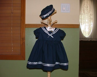 Baby Girl Sailor Dress and Hat