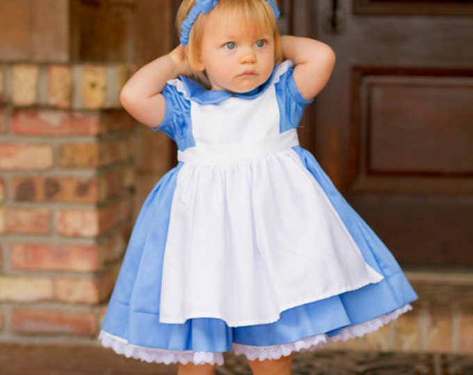 Featured listing image: Custom Alice in Wonderland Dress with Pinafore in Baby or Toddler Sizes