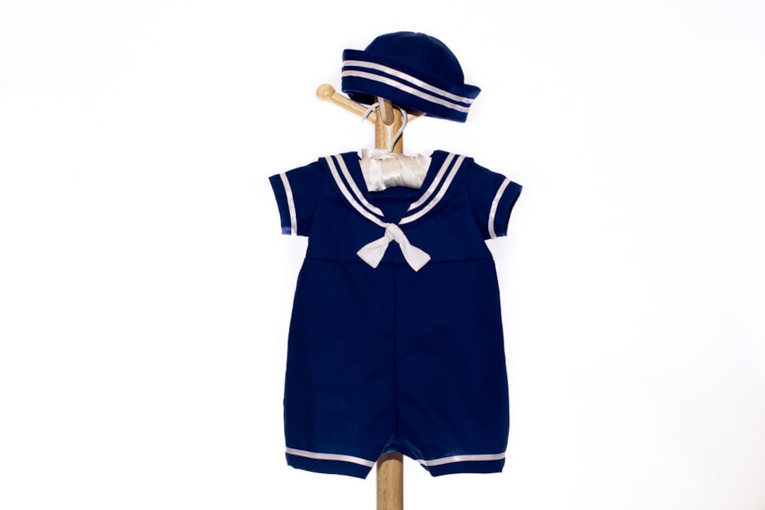 Baby Boy Sailor Outfit With Hat Custom Size Etsy