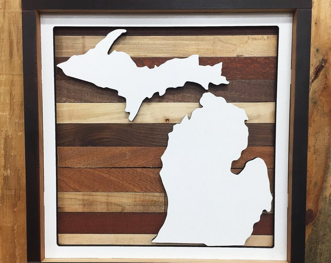 Michigan Pdf Frame State of Michigan Wall Art Frame Wood, Michigan State Sign, Michigan ...