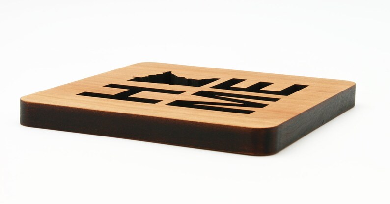 Chicago Flag Cherry Wood Trivet - Thumbnail 3