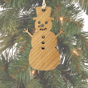 Wooden Snowman Ornament: Holiday Craft Cutout (2.35&quot;)