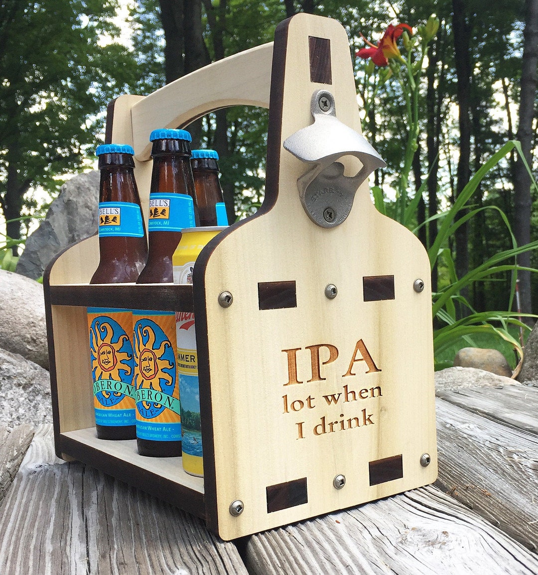 IPA Lot 6 Pack Beer Holder Wood Beer Caddy Engraved Wood Etsy