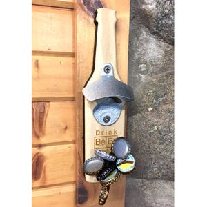 Beer Bottle Opener Wall Mount, Wood Bottle Opener Wall Mounted Magnetic, Groomsman Gift, Beer Gift
