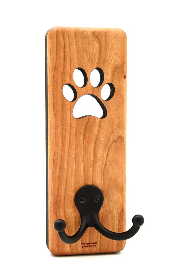 Dog Leash Holder for Wall Wooden Leash Hanger Dog Lover Gift