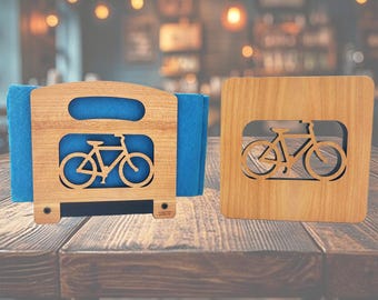 Wood Kitchen Gift Set Bike Kitchen Gift Napkin Holder Wood Trivet