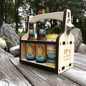 Wood beer caddies - Group of 6 Personalized, Groomsmen Gift, Wedding Beer Holder, Bottle Caddy, 6 Pack Holder, Six Pack, Custom Beer Caddy
