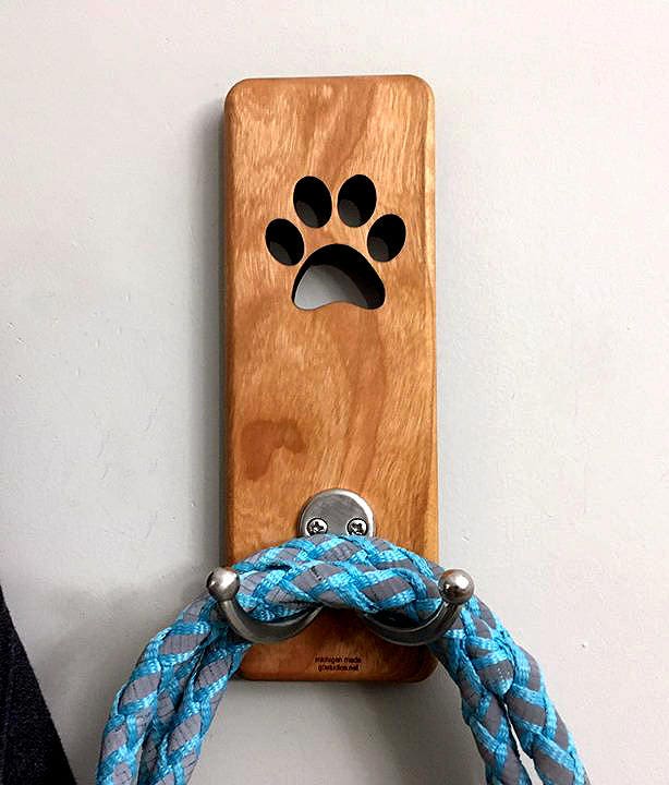 Wall Mount Love Dog Paw Leash Holder Made in USA 