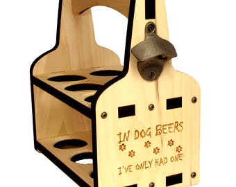 Beer Tote | Beer Holder | Wooden Beer Tote | Dog Beer Carrier |  Beer Tote | Bottle Caddy | 6 Pack Holder | Six Pack Holder | Six packer