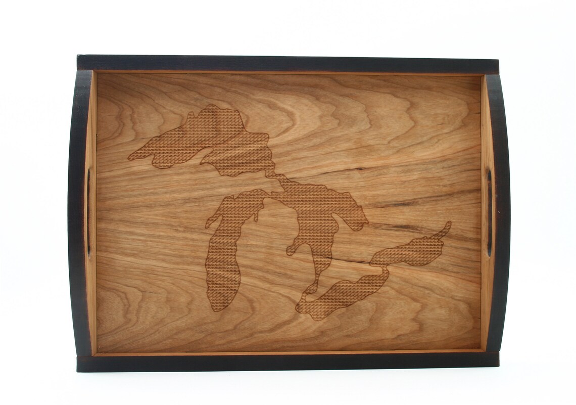 Great Lakes Serving Tray TV Tray Wood Tray Bar Tray Etsy