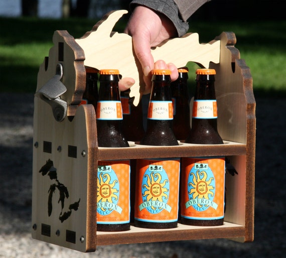 Bottle Caddy Great Lakes Wooden Beer Caddy Six Pack Holder 6 Pack Holder  Beer Carrier Beer Holder Wooden Beer Tote Beer Tote 