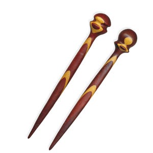 4.25&quot; Wooden Shawl or Hair Sticks Handmade from Paduak and Yellowheart