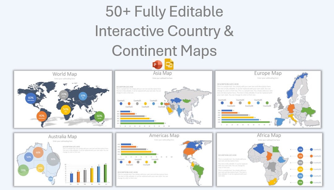 Country, Continent & World Map Infographics | Fully Editable Powerpoint ...