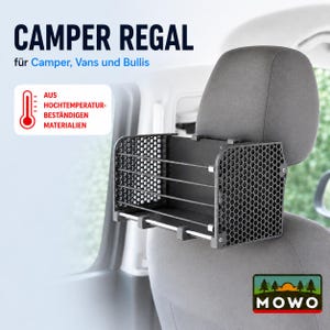 Camperplank – Modulair uitbreidbare universele opbergruimte voor VW-busjes, bestelwagens en omgebouwde campers – Ruimtebesparende opbergplank voor de hoofdsteun