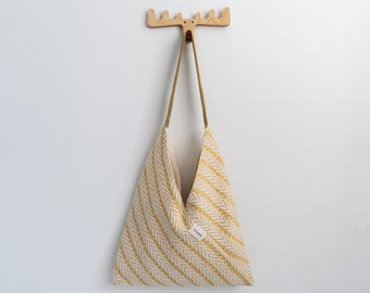 Hobo Slouchy Bag, Striped Corduroy Triangle Tote Purse, Korean Fashion Shoulder Bag for Women, Casual Daily Handbag