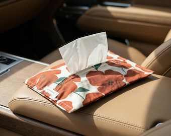 Handmade Car Tissue Holder, Cotton Pocket Pouch, Travel Purse Organizer, Reusable Napkin Cover, Unique Stocking Stuffer Gift