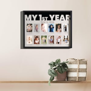 Personalized 1st Birthday Gift, One Year of Photo Board, Birthday Decor, My First Year Photo Collage, Baby&#39;s First Birthday, Gift For Baby