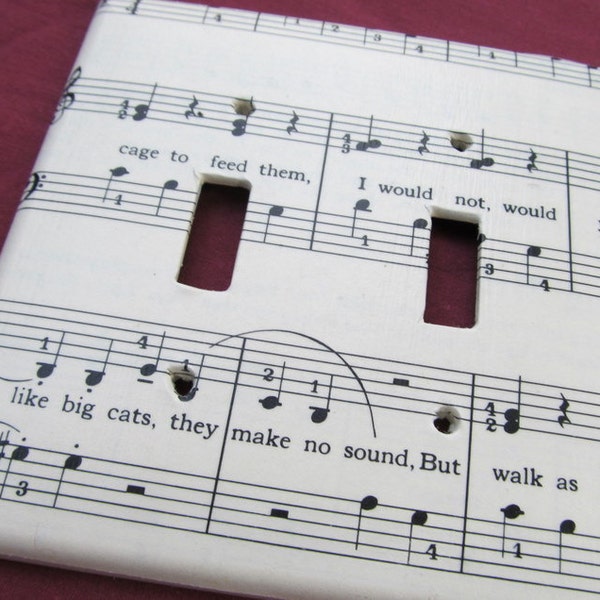 BIG CATS (sheet music) double light switch cover (larger version)