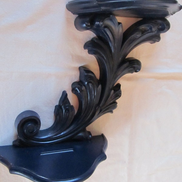 vintage HOMCO DECORATIVE SHELF -- double shelf, 1970s, midnight blue