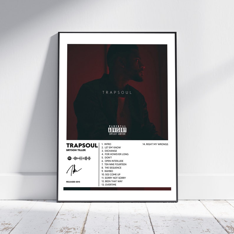 Bryson Tiller Posters / Trapsoul Poster, Tracklist Album Cover Poster