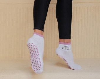 Lovey Dovey Pilates Grip Socks | Cute Pilates Socks | Embroidered Socks | Suitable for Reformer Pilates, Yoga & Barre