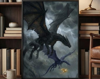 Fourth Wing Dragon Art Print, Dragon Fantasy Wall Decor (Digital Download)