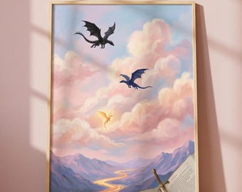 Fourth Wing Tairn Andarna Dragon Art Print, Fantasy Bookish Wall Art (Digital Download)