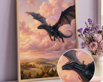 Impressões artísticas do Dragão da Quarta Asa, Tarin e Violeta, Decoração Fantástica para Livros (Download Instantâneo)