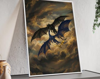 Impressão artística do Dragão da Quarta Asa, Tairn e Andarna, Decoração Fantástica para Livros (Download Digital)