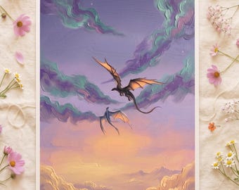 Impression d'art Fourth Wing, Décoration murale Dragon Tairn et Andarna, Décoration d'étagère Empyrean de Rebecca Yarros, Téléchargement numérique imprimable Romantasy