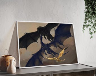 Póster enmarcado de Xaden Riorson de Fourth Wing, regalo para amantes de los libros de fantasía, decoración de jinete de dragón, arte de abanico de Iron Flame, decoración de interiores mítica