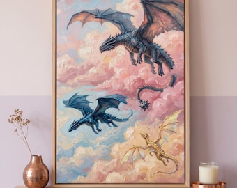 Fourth Wing, Tairn Andarna Dragon Art Print, Fantasy Wall Art