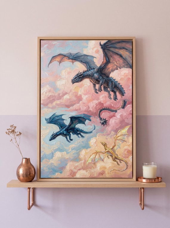 Fourth Wing, Tairn Andarna Dragon Art Print, Fantasy Wall Art