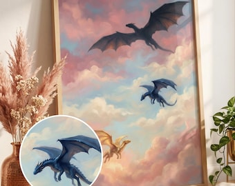 Impressões artísticas do Dragão da Quarta Asa, Dragões Tarin, Decoração Fantástica para Livros (Download Instantâneo)