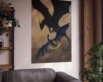 Väggkonstposter med fjärde vingen, drakryttare