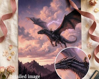 Fourth Wing Dragon Art Prints, Tarin an Violete, Fantasy Bookish Decor (Instant Download)