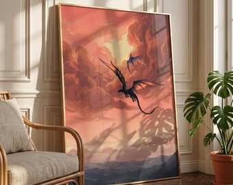 Fourth Wing Tairn Andarna Dragon Art Print, Fantasy Wall Art (Digital Download)