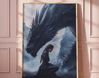 Violet Sorrengail & Tairn, Fourth Wing Art Print, Fantasy Wall Art (Digital Download)